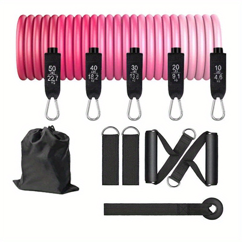 Pilates Bar Kit With Resistance Bands - 11-delige set versterkte Pilates-bar met weerstandsbanden,