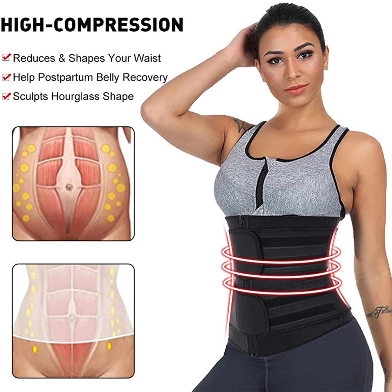 Sweat Waist Trainer Belt Neoprene - Neopren Taille Trainer Workout Trimmer Belt