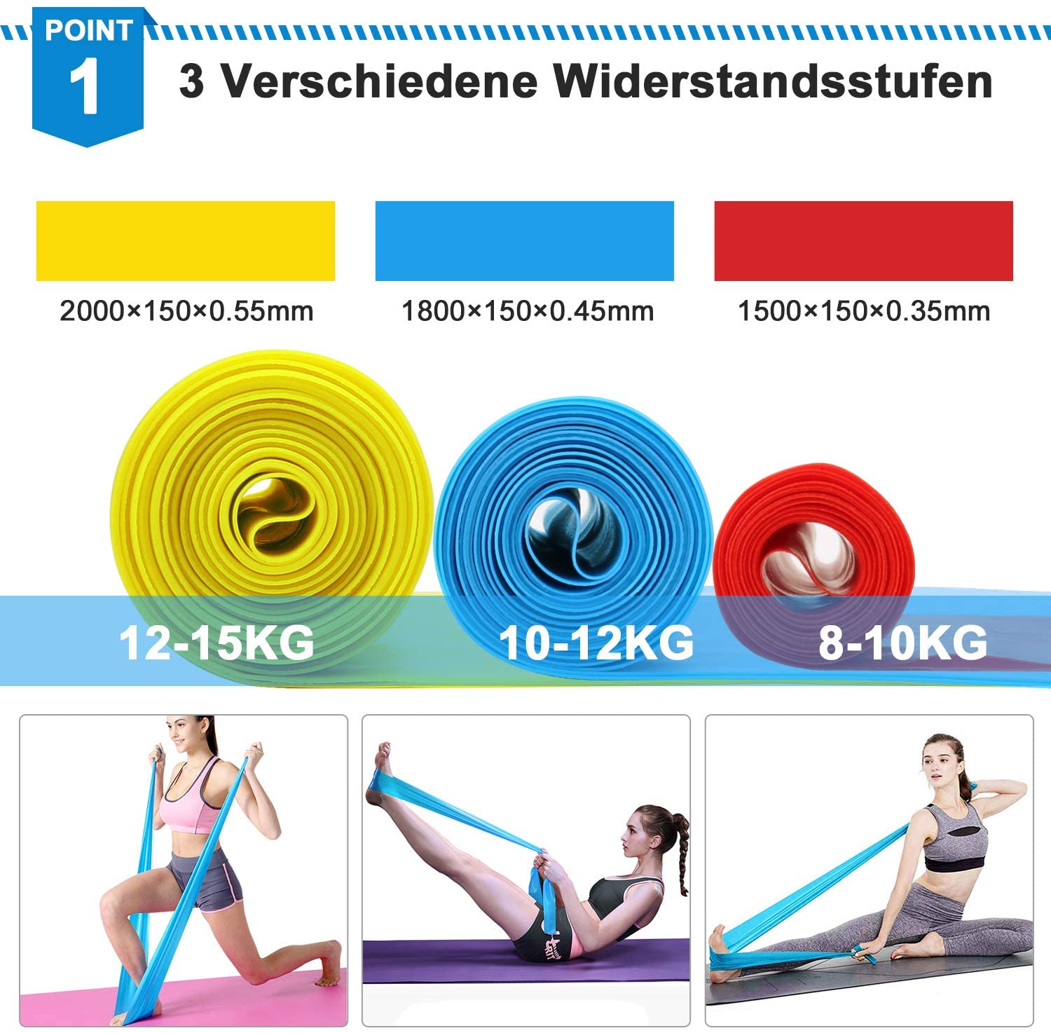 Elastische fitnessbanden 3-del - Pilates Bar Kit With Resistance Bands recensie en prijs